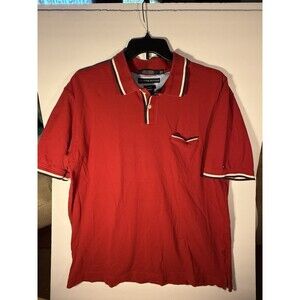 Tommy Hilfiger Men’s Red Solid Polo Shirt XXL Short Sleeve Collared Knit Logo